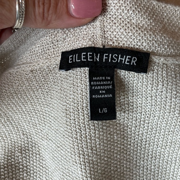 Eileen Fisher Organ Linen & Cotton Blend Front Pockets Open Knit Cardigan Large - Picture 7 of 7